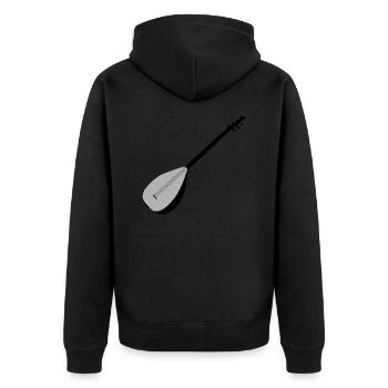Melodien der Seele. Die türkische Saz im Fokus - Unisex Premium Bio Zip Hoodie - Schwarz - Hinten - Nico (187cm)