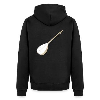 Melodien der Seele. Die türkische Saz im Fokus - Unisex Premium Bio Zip Hoodie - Schwarz - Hinten - Nico (187cm)