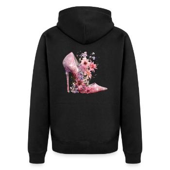 High Heel Liebhaber Glitzer Schuhe Damen Geschenk - Unisex Premium Bio Zip Hoodie - Schwarz - Hinten - Nico (187cm)
