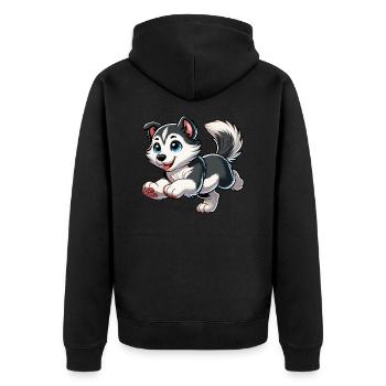 Siberian Husky - Unisex Premium Bio Zip Hoodie - Schwarz - Hinten - Nico (187cm)