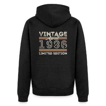 April 1986, Geboren im april 1986 - 39. Geburtstag - Unisex Premium Bio Zip Hoodie - Schwarz - Hinten - Nico (187cm)