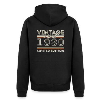April 1980, Born in april 1980 - 45th birthday - Unisex Premium Organic Zip Hoodie - black - Back - Nico (187cm)