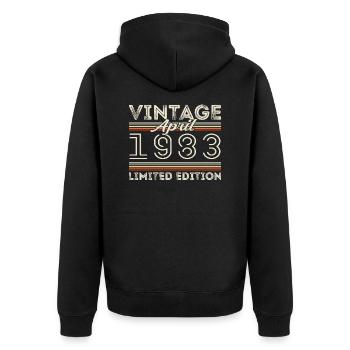 April 1983, Geboren im april 1983 - 42. Geburtstag - Unisex Premium Bio Zip Hoodie - Schwarz - Hinten - Nico (187cm)