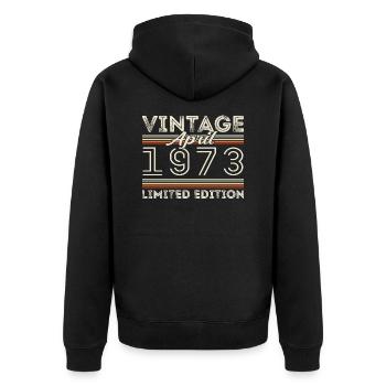 April 1973, Geboren im april 1973 - 52. Geburtstag - Unisex Premium Bio Zip Hoodie - Schwarz - Hinten - Nico (187cm)
