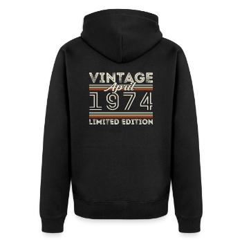 Avril 1974, Né en avril 1974 - 51e anniversaire - Veste à capuche bio Premium Unisexe - noir - Dos - Nico (187cm)