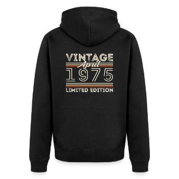 Avril 1975, Né en avril 1975 - 50e anniversaire - Veste à capuche bio Premium Unisexe - noir - Dos - Nico (187cm)