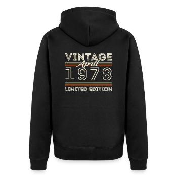 Avril 1978, Né en avril 1978 - 47e anniversaire - Veste à capuche bio Premium Unisexe - noir - Dos - Nico (187cm)
