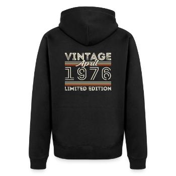 Avril 1976, Né en avril 1976 - 49e anniversaire - Veste à capuche bio Premium Unisexe - noir - Dos - Nico (187cm)
