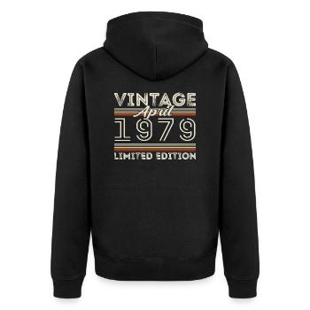 April 1979, Geboren im april 1979 - 46. Geburtstag - Unisex Premium Bio Zip Hoodie - Schwarz - Hinten - Nico (187cm)