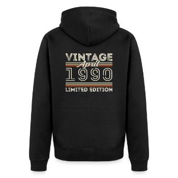 Avril 1990, Né en avril 1990 - 35e anniversaire - Veste à capuche bio Premium Unisexe - noir - Dos - Nico (187cm)