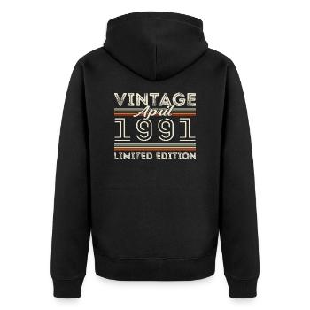 Avril 1991, Né en avril 1991 - 34e anniversaire - Veste à capuche bio Premium Unisexe - noir - Dos - Nico (187cm)