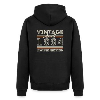 April 1994, Born in april 1994 - 31st birthday - Unisex Premium Organic Zip Hoodie - black - Back - Nico (187cm)