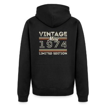 Mai 1974 Anniversaire 1974, Légendaire depuis mai 1974 - Veste à capuche bio Premium Unisexe - noir - Dos - Nico (187cm)
