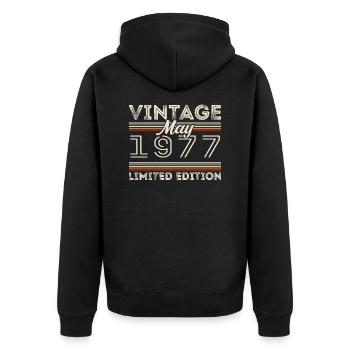 Mai 1977 Anniversaire 1977, Légendaire depuis mai 1977 - Veste à capuche bio Premium Unisexe - noir - Dos - Nico (187cm)
