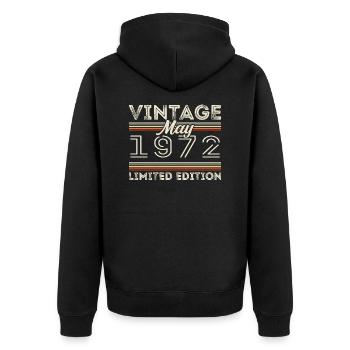 Mai 1972 Anniversaire 1972, Légendaire depuis mai 1972 - Veste à capuche bio Premium Unisexe - noir - Dos - Nico (187cm)