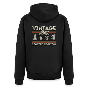Mai 1984 Anniversaire 1984, Légendaire depuis mai 1984 - Veste à capuche bio Premium Unisexe - noir - Dos - Nico (187cm)