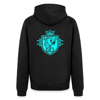 Angelhaken Fisch Comic - Unisex Premium Bio Zip Hoodie - Schwarz - Hinten - Nico (187cm)