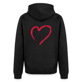 Herz - Unisex Premium Organic Zip Hoodie - black - Back - Nico (187cm)