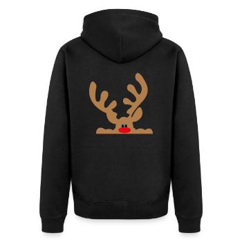 elch - Unisex Premium Bio Zip Hoodie - Schwarz - Hinten - Nico (187cm)