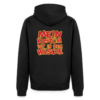 Mein Kostüm in Wäsche - Unisex Premium Bio Zip Hoodie - Schwarz - Hinten - Nico (187cm)