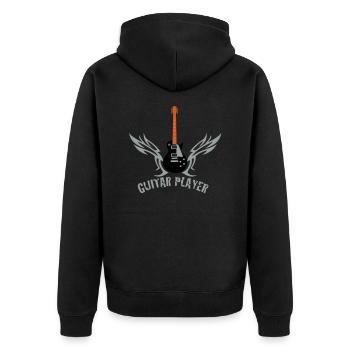 guitar_072011_l_3c - Unisex Premium Organic Zip Hoodie - black - Back - Nico (187cm)