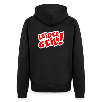 Leider geil - Unisex Premium Bio Zip Hoodie - Schwarz - Hinten - Nico (187cm)