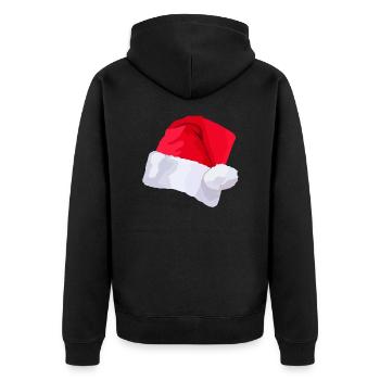 Weihnachtsmütze - Unisex Premium Bio Zip Hoodie - Schwarz - Hinten - Nico (187cm)