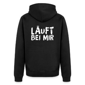 Cooler Spruch - Unisex Premium Bio Zip Hoodie - Schwarz - Hinten - Nico (187cm)
