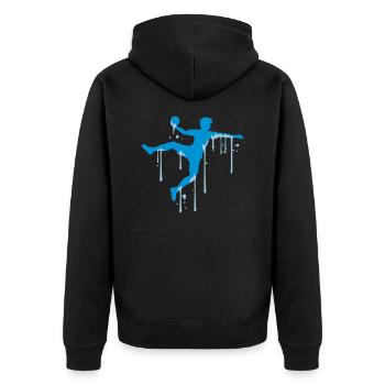 eis schmelzen tropfen graffiti farbe spray silhoue - Unisex Premium Bio Zip Hoodie - Schwarz - Hinten - Nico (187cm)