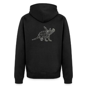 Erdferkel WireFrame von Paperwolf - Unisex Premium Bio Zip Hoodie - Schwarz - Hinten - Nico (187cm)