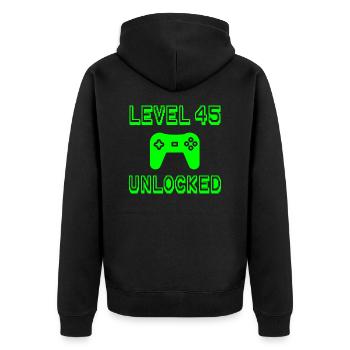 Niveau 45 Unlocked Gamer 45th Birthday Gift Idea - Veste à capuche bio Premium Unisexe - noir - Dos - Nico (187cm)