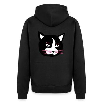 Cat - Unisex Premium Bio Zip Hoodie - Schwarz - Hinten - Nico (187cm)
