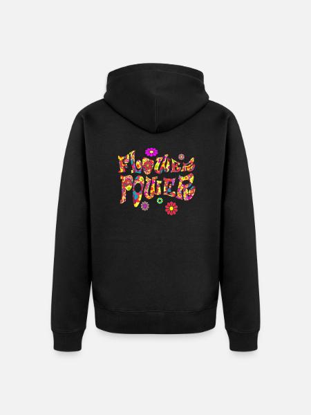 flower power hippie 3 - Unisex Premium Organic Zip Hoodie - black