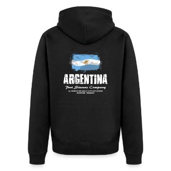 Argentina Flag Logo - Unisex Premium Bio Zip Hoodie - Schwarz - Hinten - Nico (187cm)