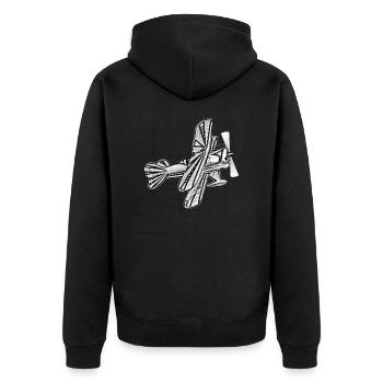 Plane - Unisex Premium Organic Zip Hoodie - black - Back - Nico (187cm)