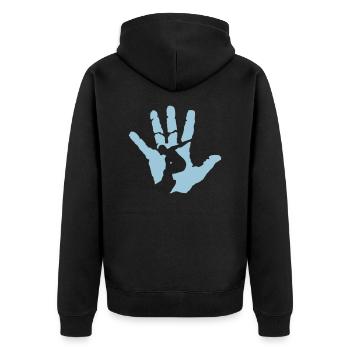 main surf logo surfeur - Veste à capuche bio Premium Unisexe - noir - Dos - Nico (187cm)