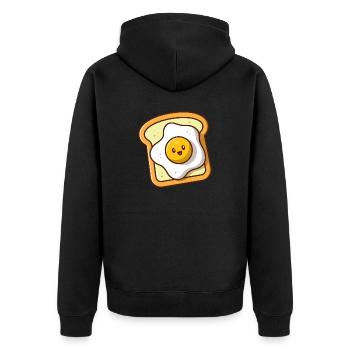 egg - Unisex Premium Organic Zip Hoodie - black - Back - Nico (187cm)