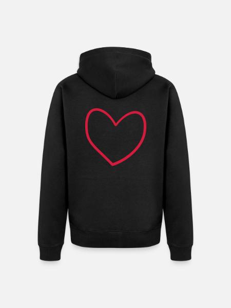 Disegno del cuore - Felpa con cappuccio ecologica premium unisex - nero