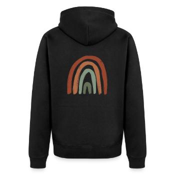 Rainbow - Unisex Premium Bio Zip Hoodie - Schwarz - Hinten - Nico (187cm)