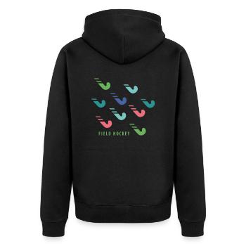 Hockey stick - Unisex Premium Organic Zip Hoodie - black - Back - Nico (187cm)
