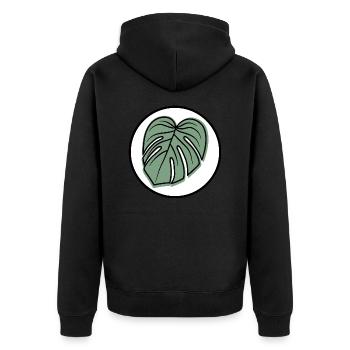 Monstera Patch - Unisex Premium Bio Zip Hoodie - Schwarz - Hinten - Nico (187cm)