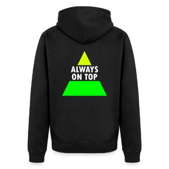 Always on top (geteiltes Dreieck) - Unisex Premium Bio Zip Hoodie - Schwarz - Hinten - Nico (187cm)