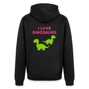 I love dinosaurs (two brontosaurs, heart) - Unisex Premium Organic Zip Hoodie - black - Back - Nico (187cm)