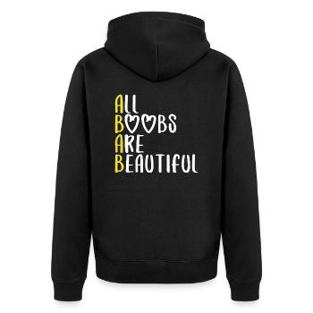 all boobs beautiful saying font funny - Unisex Premium Organic Zip Hoodie - black - Back - Nico (187cm)