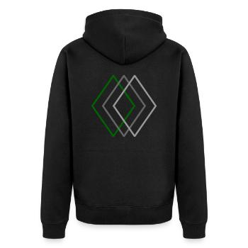 Trinity II - Unisex Premium Bio Zip Hoodie - Schwarz - Hinten - Nico (187cm)