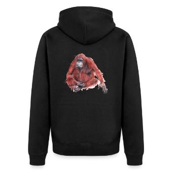 Orangutan - Unisex Premium Bio Zip Hoodie - Schwarz - Hinten - Nico (187cm)