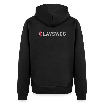 Olavsweg Pilgergemeinschaft Deutschland - Unisex Premium Bio Zip Hoodie - Schwarz - Hinten - Nico (187cm)