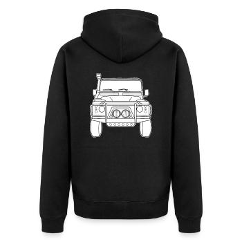Landy Silhouette white - Unisex Premium Bio Zip Hoodie - Schwarz - Hinten - Nico (187cm)
