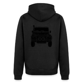Landy Silhouette black - Unisex Premium Bio Zip Hoodie - Schwarz - Hinten - Nico (187cm)