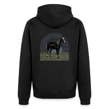 Pferd - Unisex Premium Bio Zip Hoodie - Schwarz - Hinten - Nico (187cm)